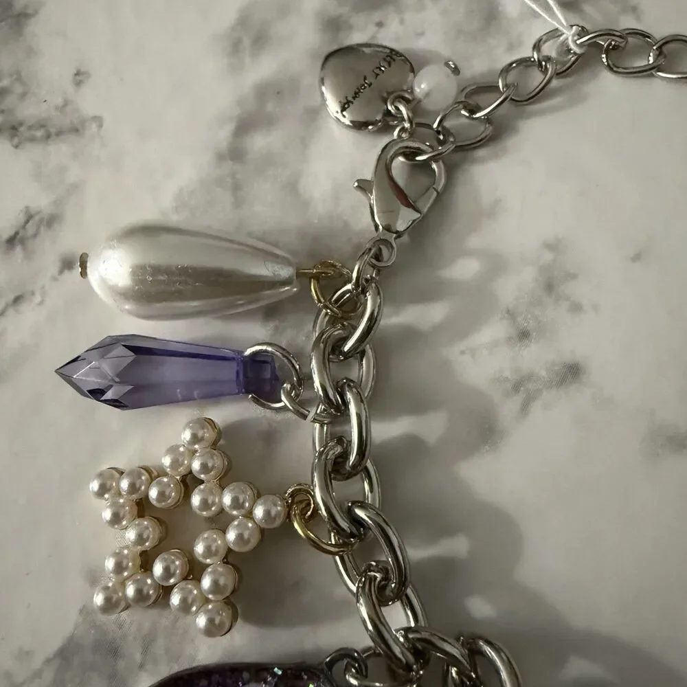 Betsey Johnson Charm Bracelet Oyster Olives Engagement Ring Stars Moon High Heel